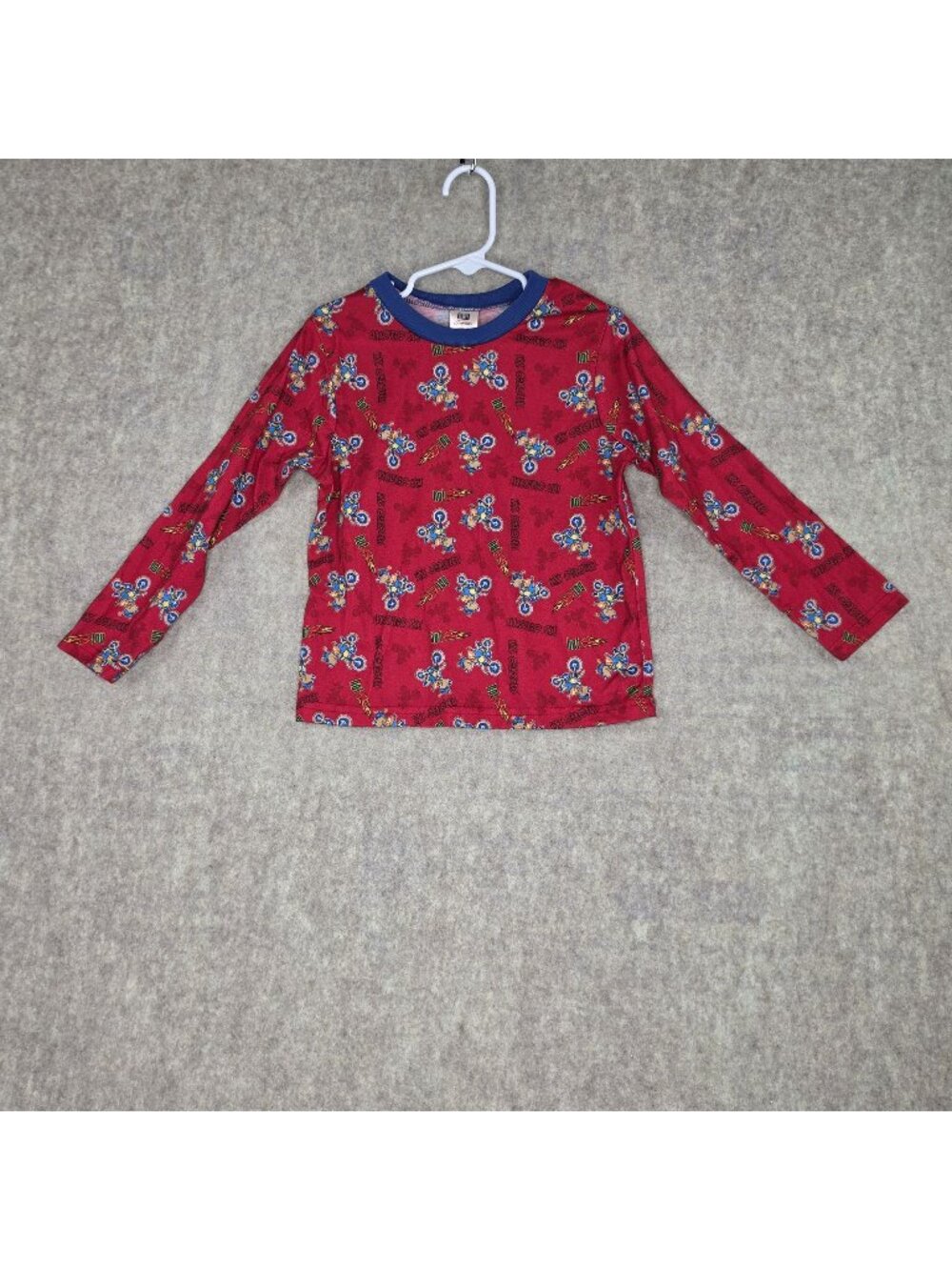 Faded Glory Toddler Boy Long Sleeve Pajama Top Red Motorcycle Print 5T Polyester